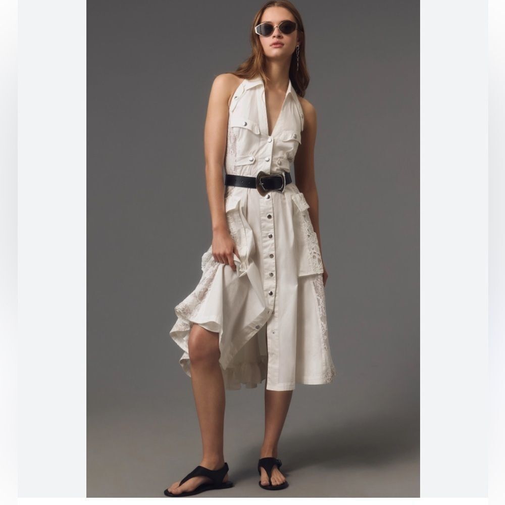 In Earnest by Byron Lars Halter Utility Midi Dress by Anthropologie $368 size 4